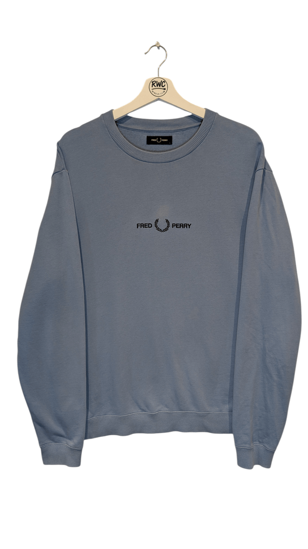 Fred Perry Men's Embroidered Sweatshirt Blue Size Large