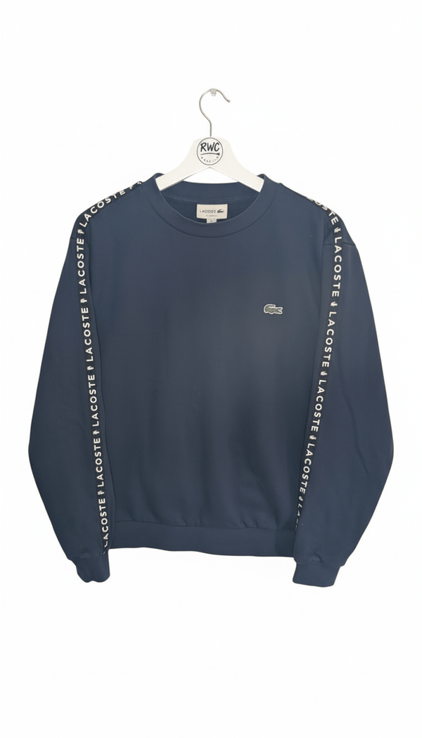 Lacoste Men's Logo Tape Jumper Navy Size Medium (FR4)