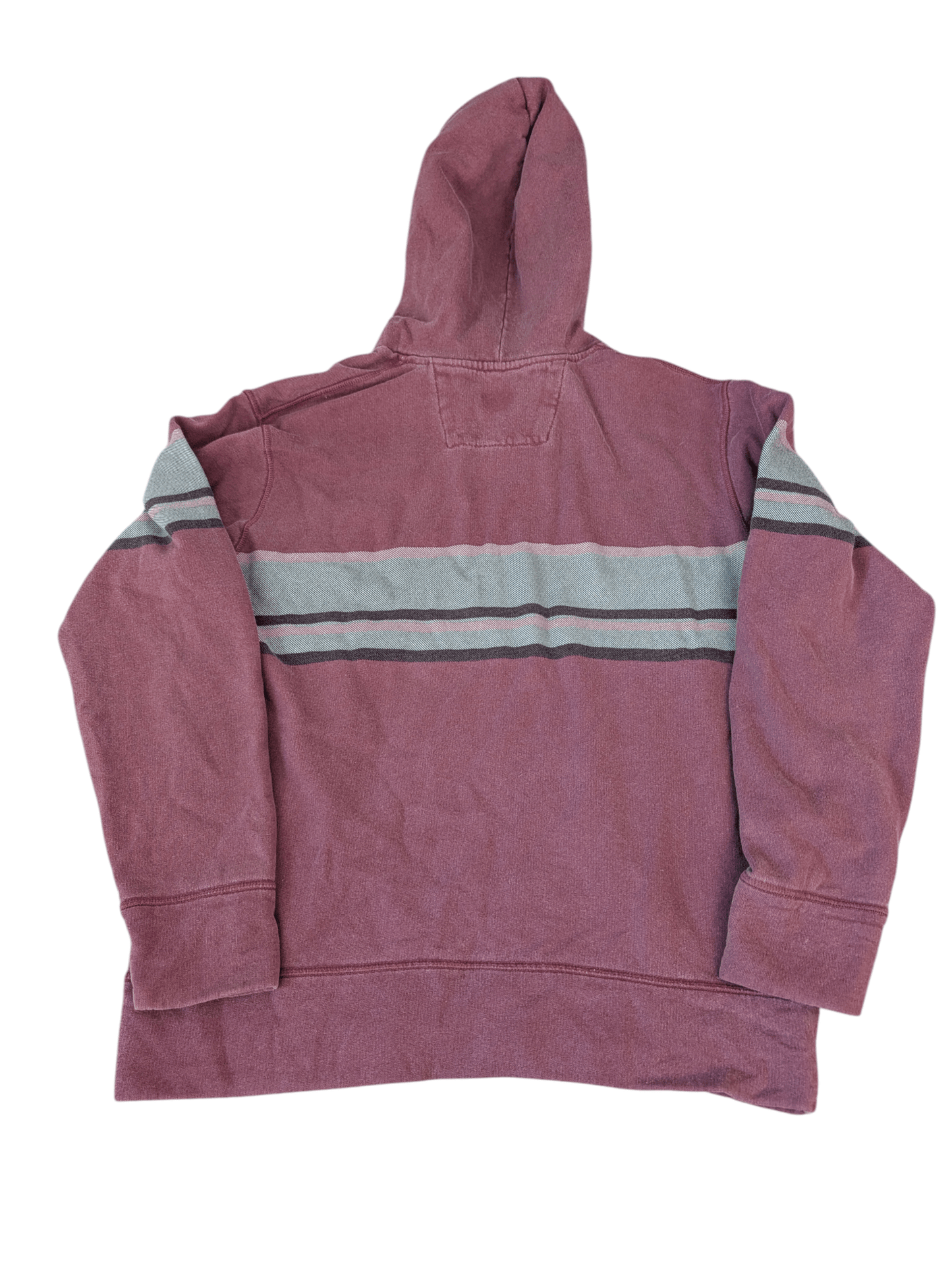 Men's C.P Company Burgundy Cotton Spellout Stripe Hoodie - REWEAR CLUB