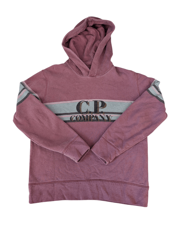 Men's C.P Company Burgundy Cotton Spellout Stripe Hoodie