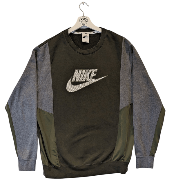 Nike Men's Two Tone Logo Sweatshirt Grey / Khaki Size Large