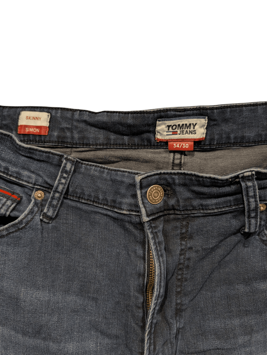 Tommy Jeans Skinny Simon Blue Denim Mens Jeans W34 L30 Stretch Fit - REWEAR CLUB