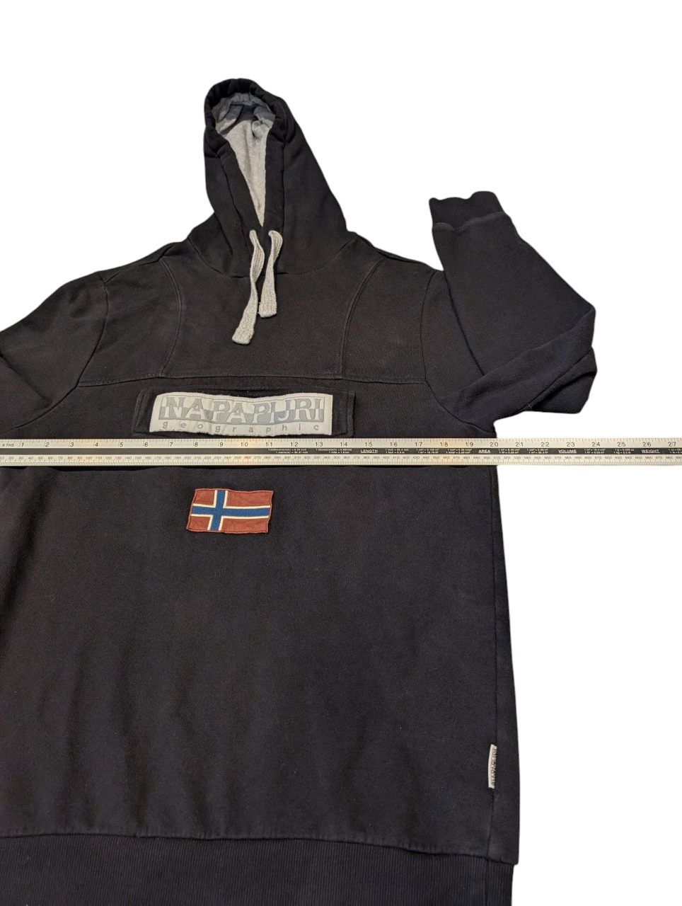 Men's Napapijri Front Pocket Hoodie Jumper Black Size Medium