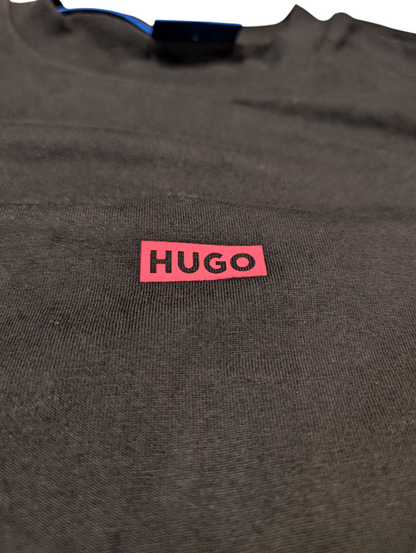 Men's Hugo Boss Creative Oversized T Shirt Pink Detailing Black Size Medium