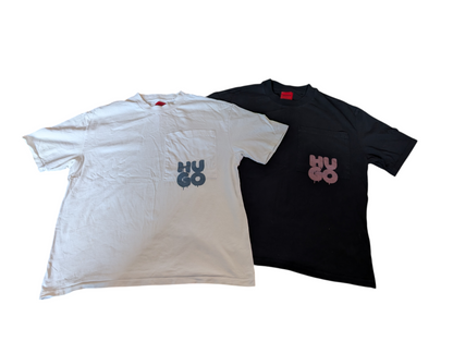 Hugo Logo Print Oversize Tees X2 Black and White Mens Size Small