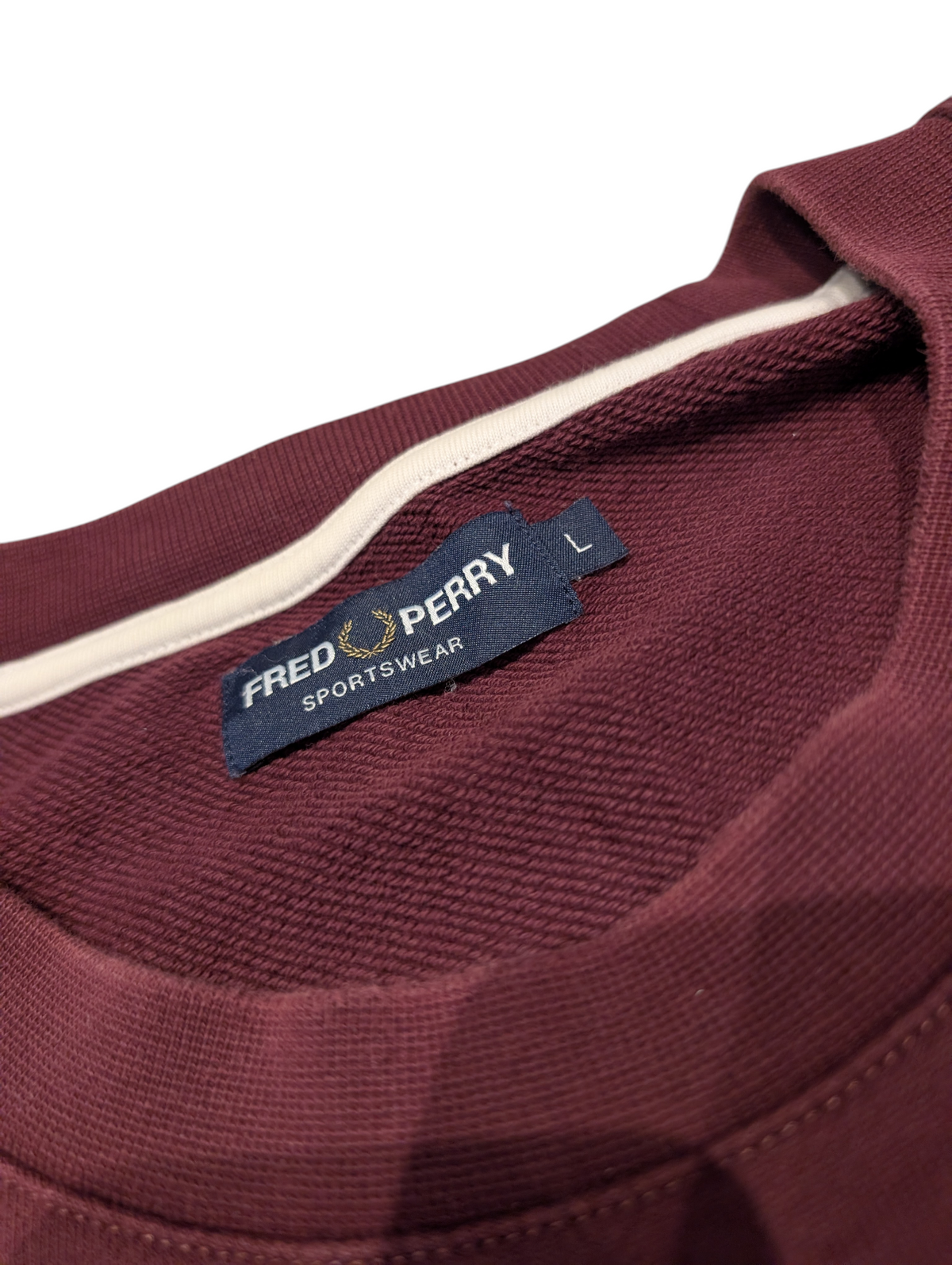 Fred Perry Panel Piped Sweatshirt Jumper Burgundy Navy Mens Size Large