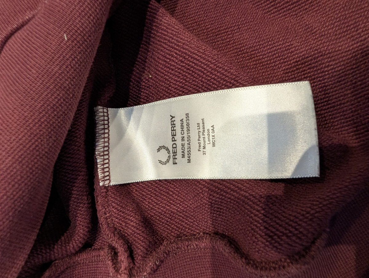 Fred Perry Panel Piped Sweatshirt Jumper Burgundy Navy Mens Size Large