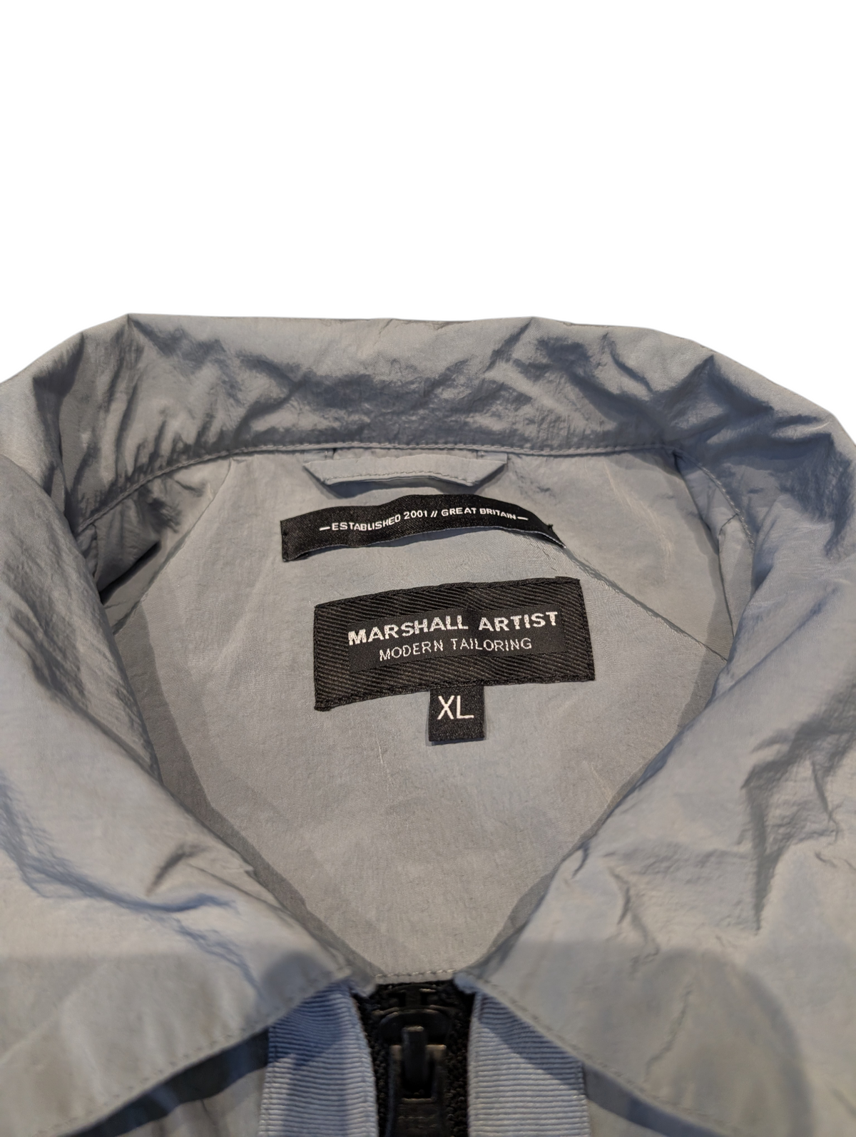 Marshall Artist Crinkle Nylon Full-Zip Jacket Overshirt Storm Grey Size XL