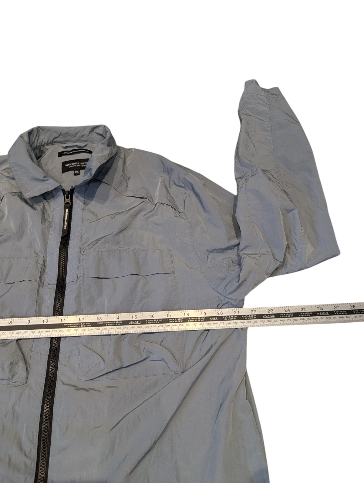 Marshall Artist Crinkle Nylon Full-Zip Jacket Overshirt Storm Grey Size XL