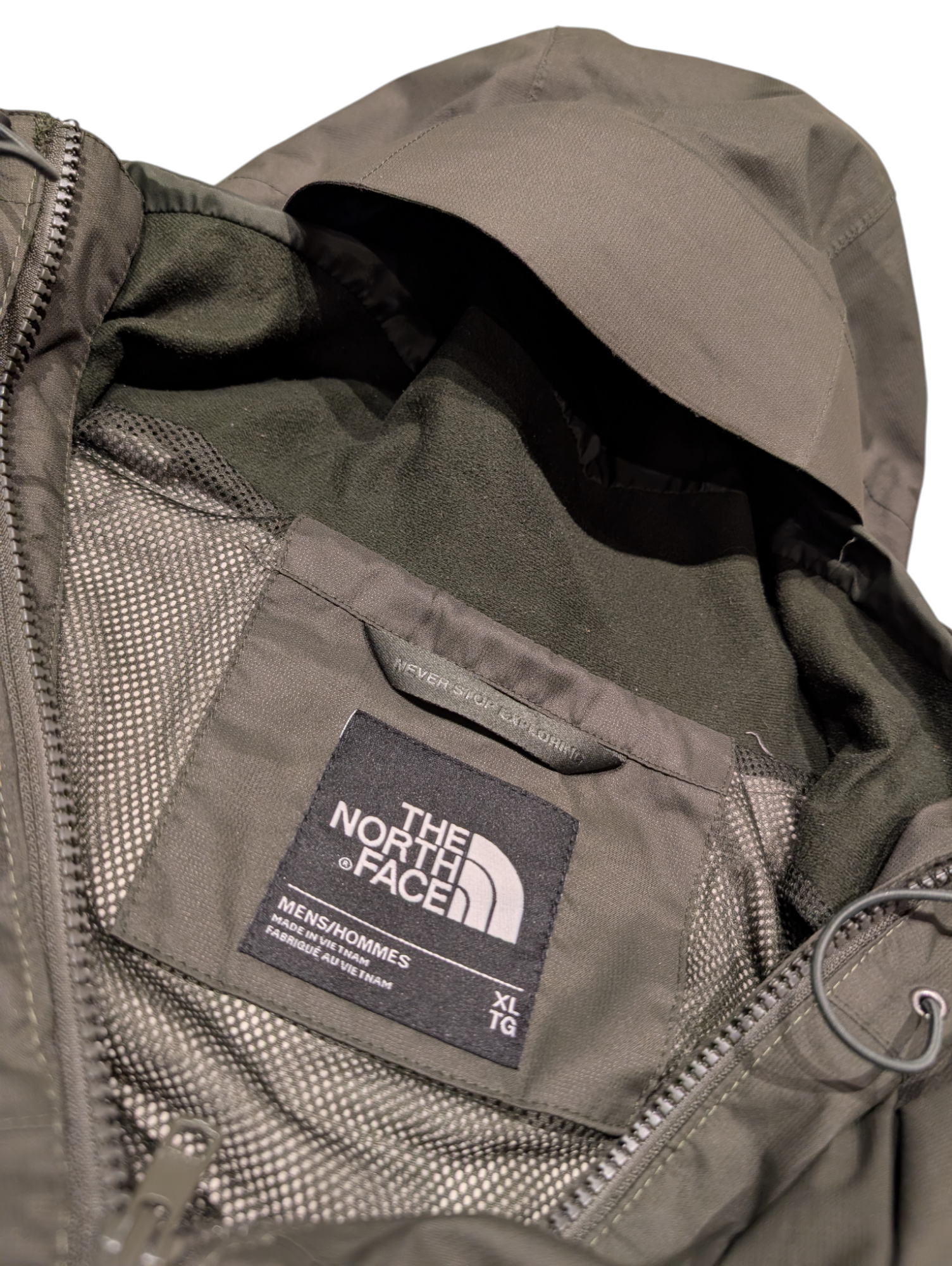 Men's The North Face Dark Green Khaki Windbreaker Coat Jacket Size XL Extra Large