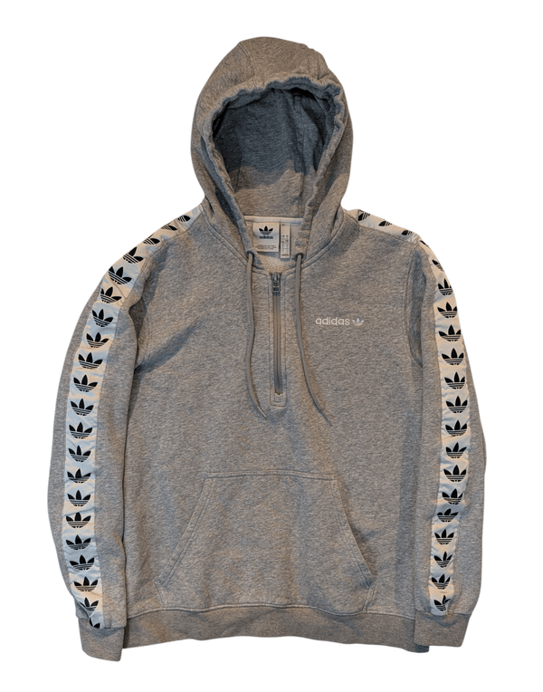 Adidas Originals Men's 1/4 Zip Hoodie Grey Size Large