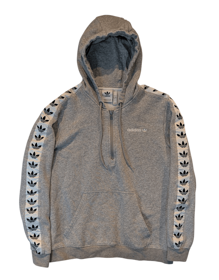Adidas Originals Men's 1/4 Zip Hoodie Grey Size Large