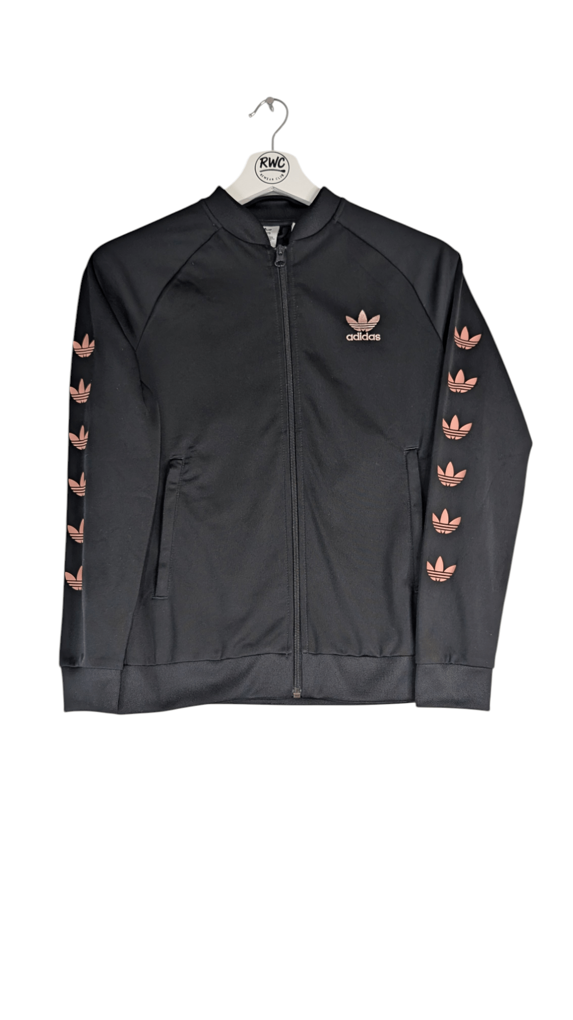 Adidas Originals Boy's Jacket Trefoil Taper Logo Black Size 11 - 12Y - REWEAR CLUB