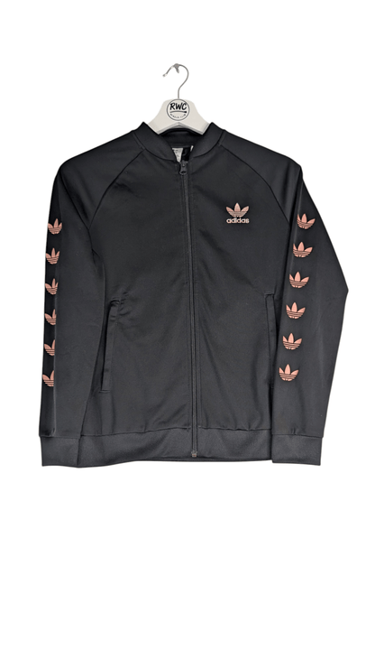Adidas Originals Boy's Jacket Trefoil Taper Logo Black Size 11 - 12Y - REWEAR CLUB