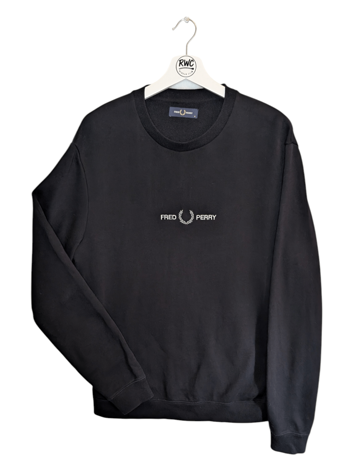 Fred Perry Embroidered Sweatshirt Black - REWEAR CLUB