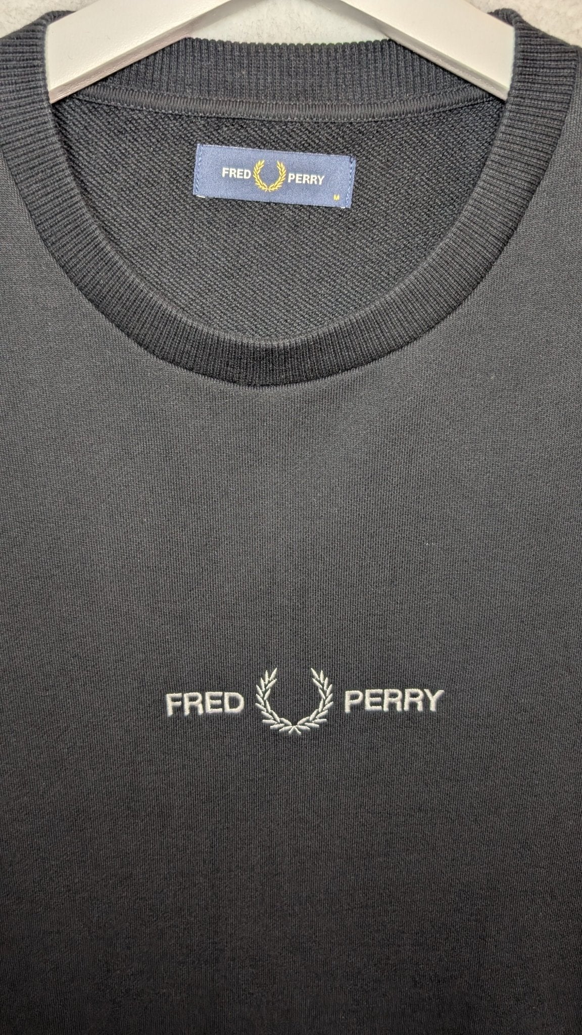 Fred Perry Embroidered Sweatshirt Black - REWEAR CLUB