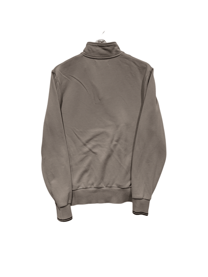 Fred Perry Grey Quarter Zip Sweatshirt Mens Jumper Embroidered Logo Size Small - REWEAR CLUB