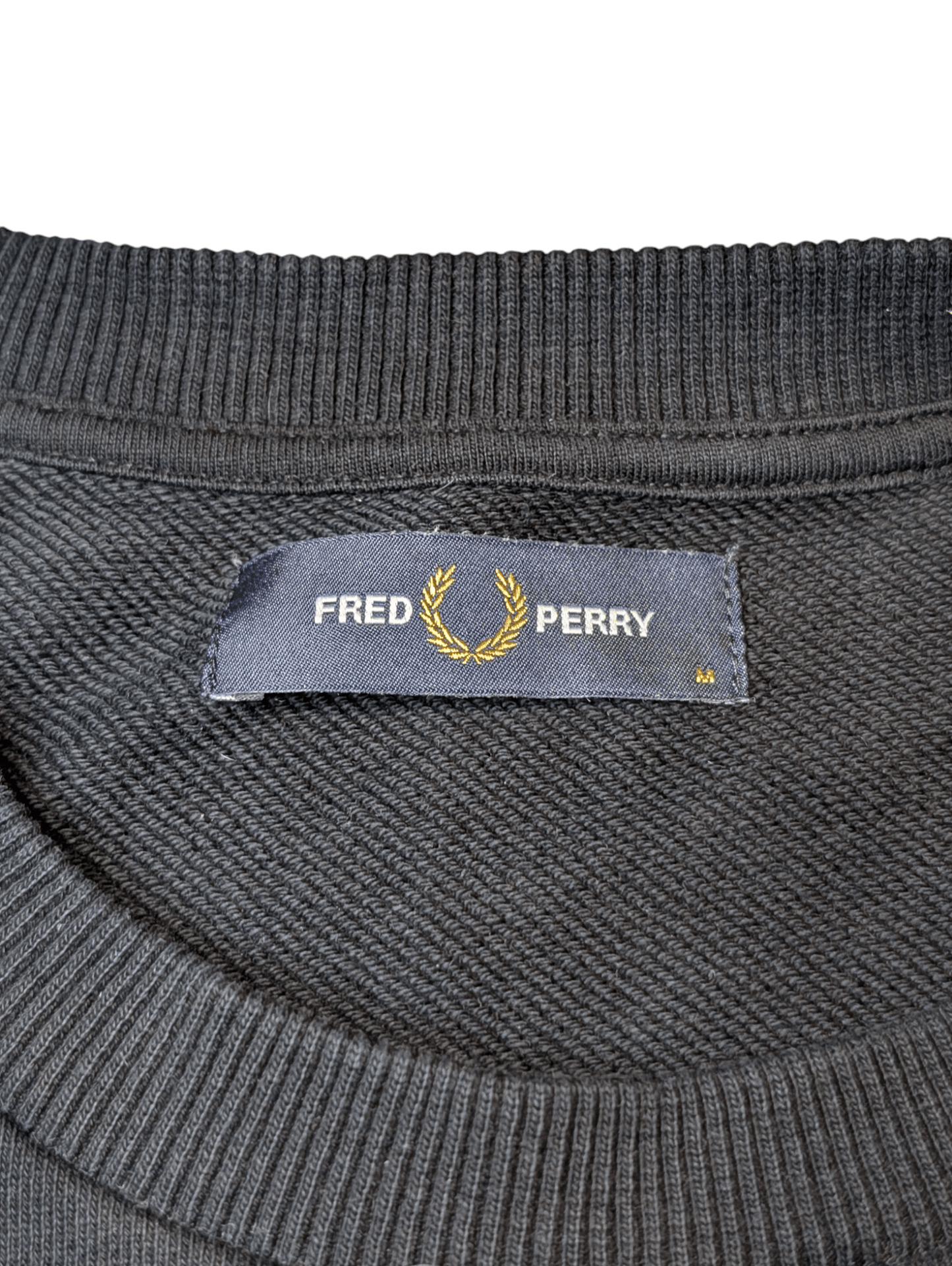 Fred Perry Men's Embroidered Sweatshirt Black Size Medium - REWEAR CLUB