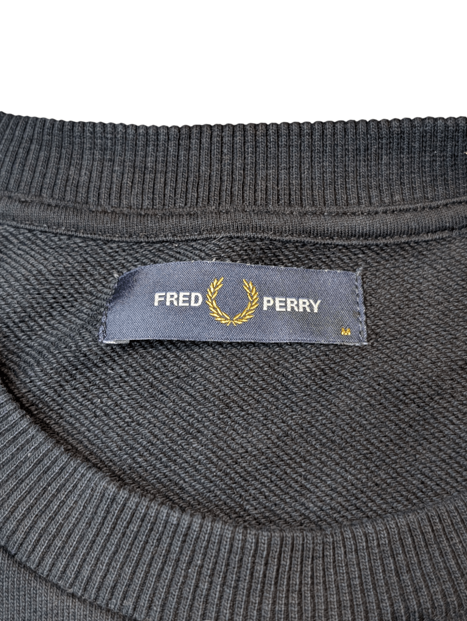 Fred Perry Men's Embroidered Sweatshirt Black Size Medium - REWEAR CLUB