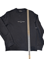 Fred Perry Men's Embroidered Sweatshirt Black Size Medium - REWEAR CLUB
