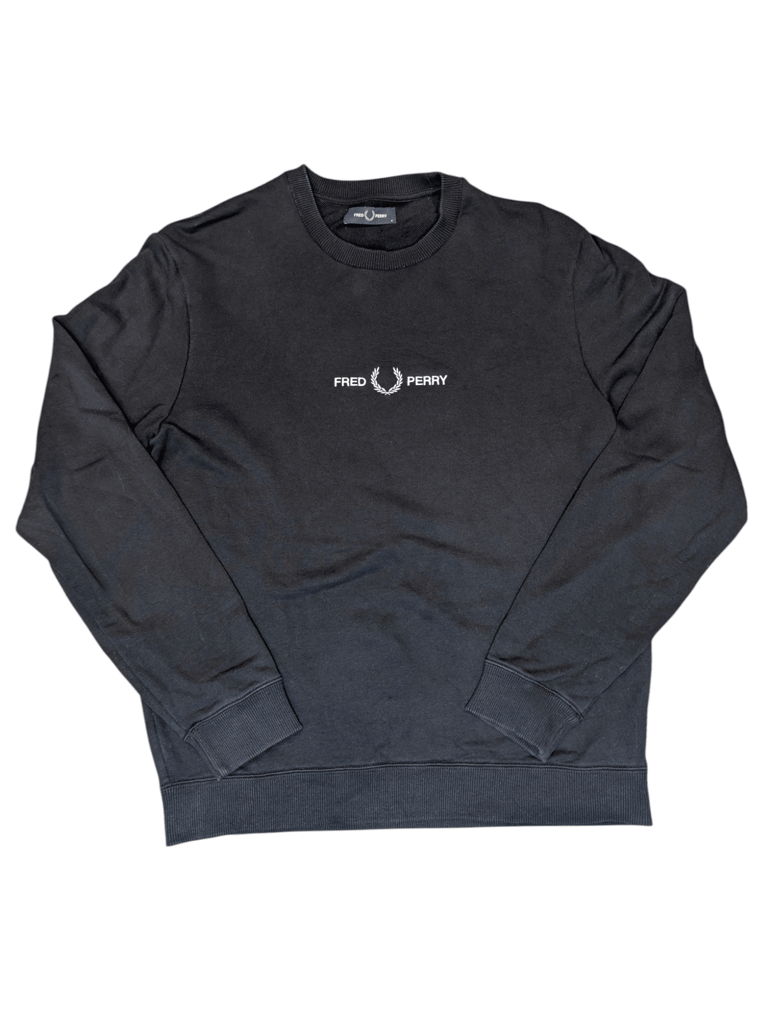 Fred Perry Men's Embroidered Sweatshirt Black Size Medium - REWEAR CLUB