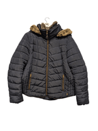 Joules Navy Puffer Jacket Womens Quilted Coat Faux Hood Winter - REWEAR CLUB