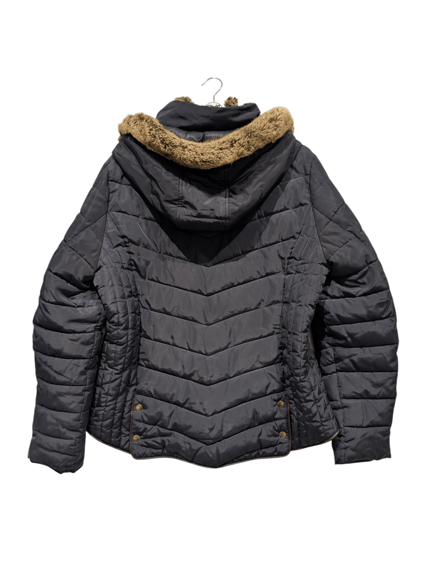 Joules Navy Puffer Jacket Womens Quilted Coat Faux Hood Winter - REWEAR CLUB