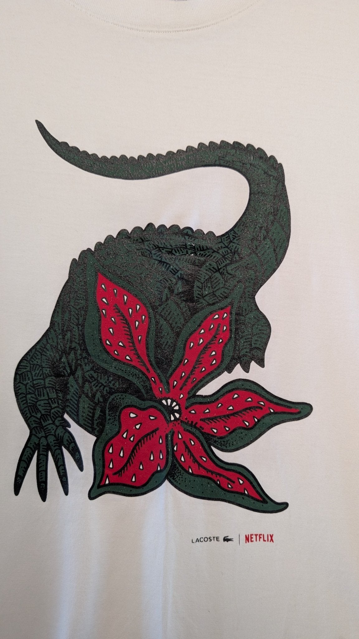 Lacoste X Netflix Men's Stranger Things Graphic T-shirt White Size Large - REWEAR CLUB