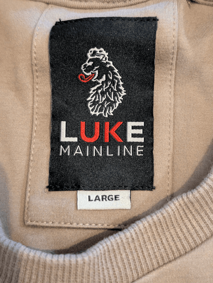 Luke Beige Jumper with Arm Patch - Mens L - REWEAR CLUB