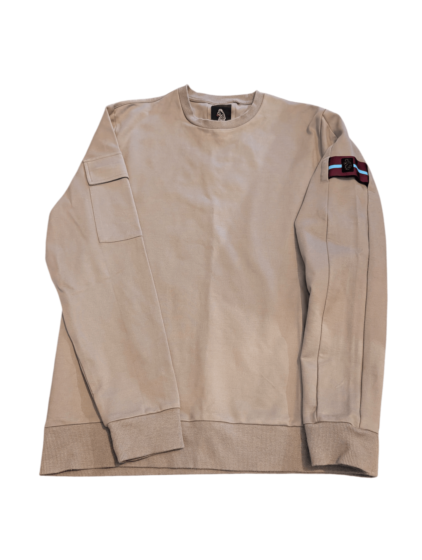 Luke Beige Jumper with Arm Patch - Mens L - REWEAR CLUB