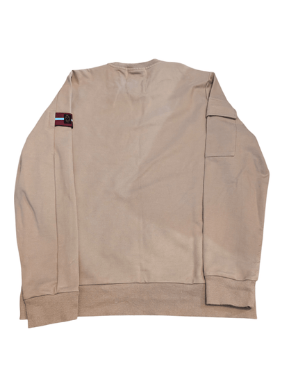 Luke Beige Jumper with Arm Patch - Mens L - REWEAR CLUB