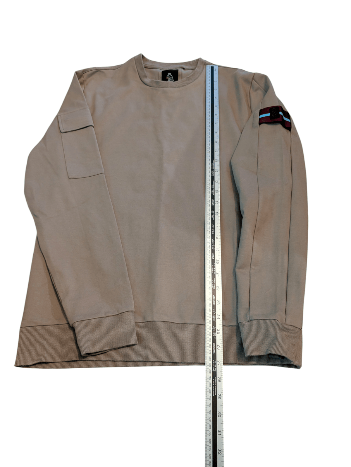 Luke Beige Jumper with Arm Patch - Mens L - REWEAR CLUB