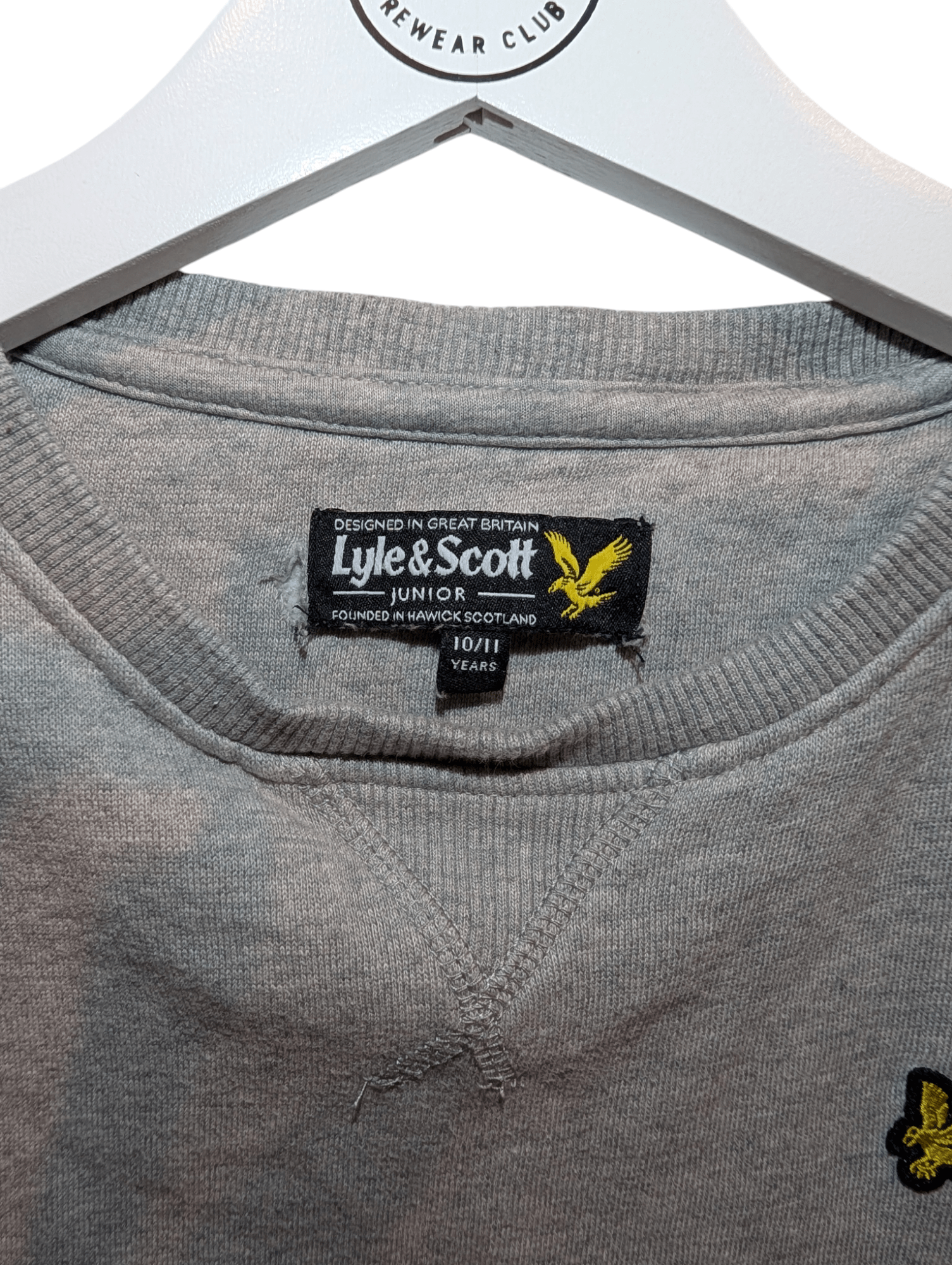 Lyle & Scott Boy's Sweatshirt Embroidered Logo Grey Size 11 - 12Y - REWEAR CLUB