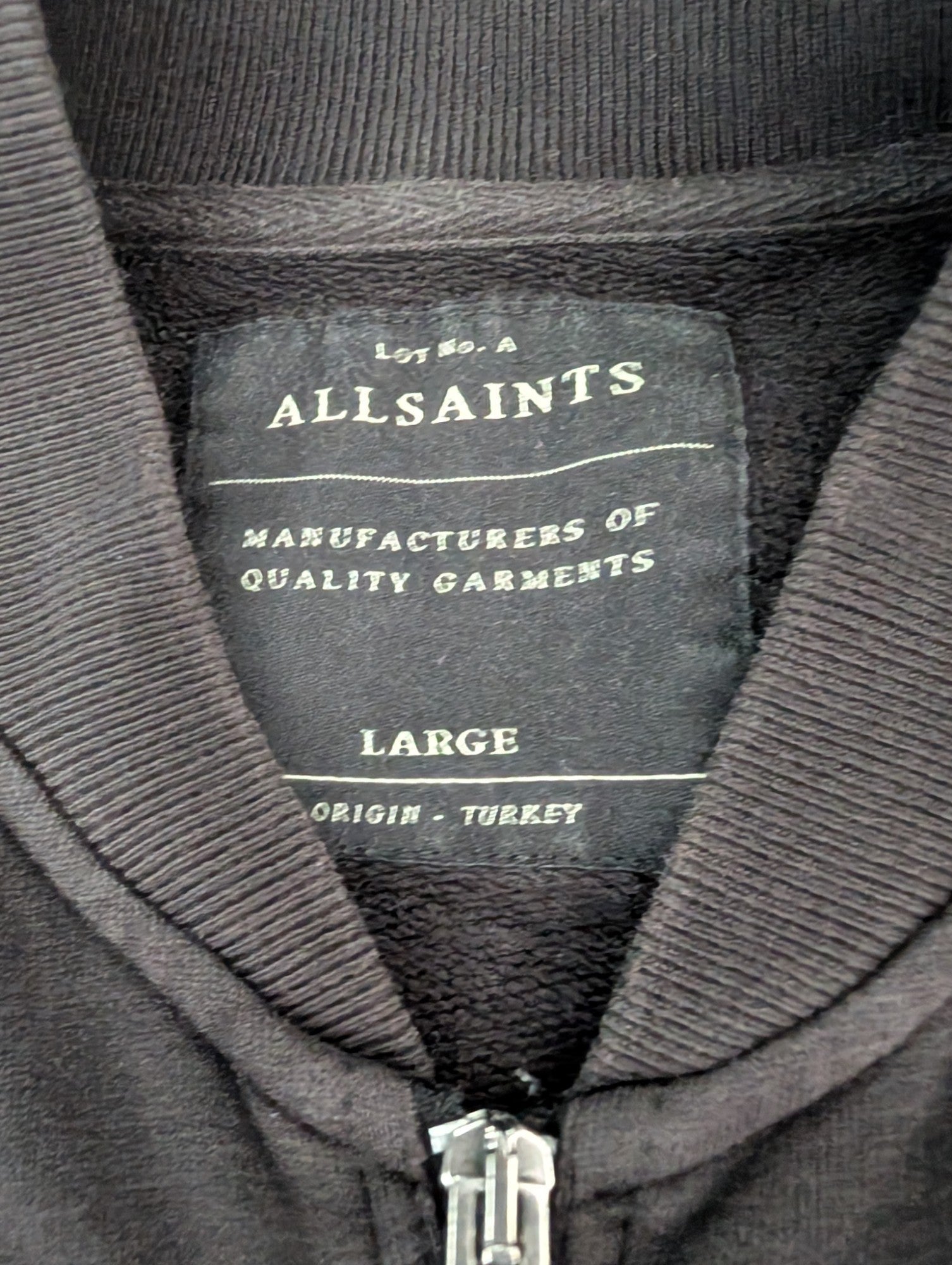 Men's All Saints Large Black Full Zip Jacket - REWEAR CLUB