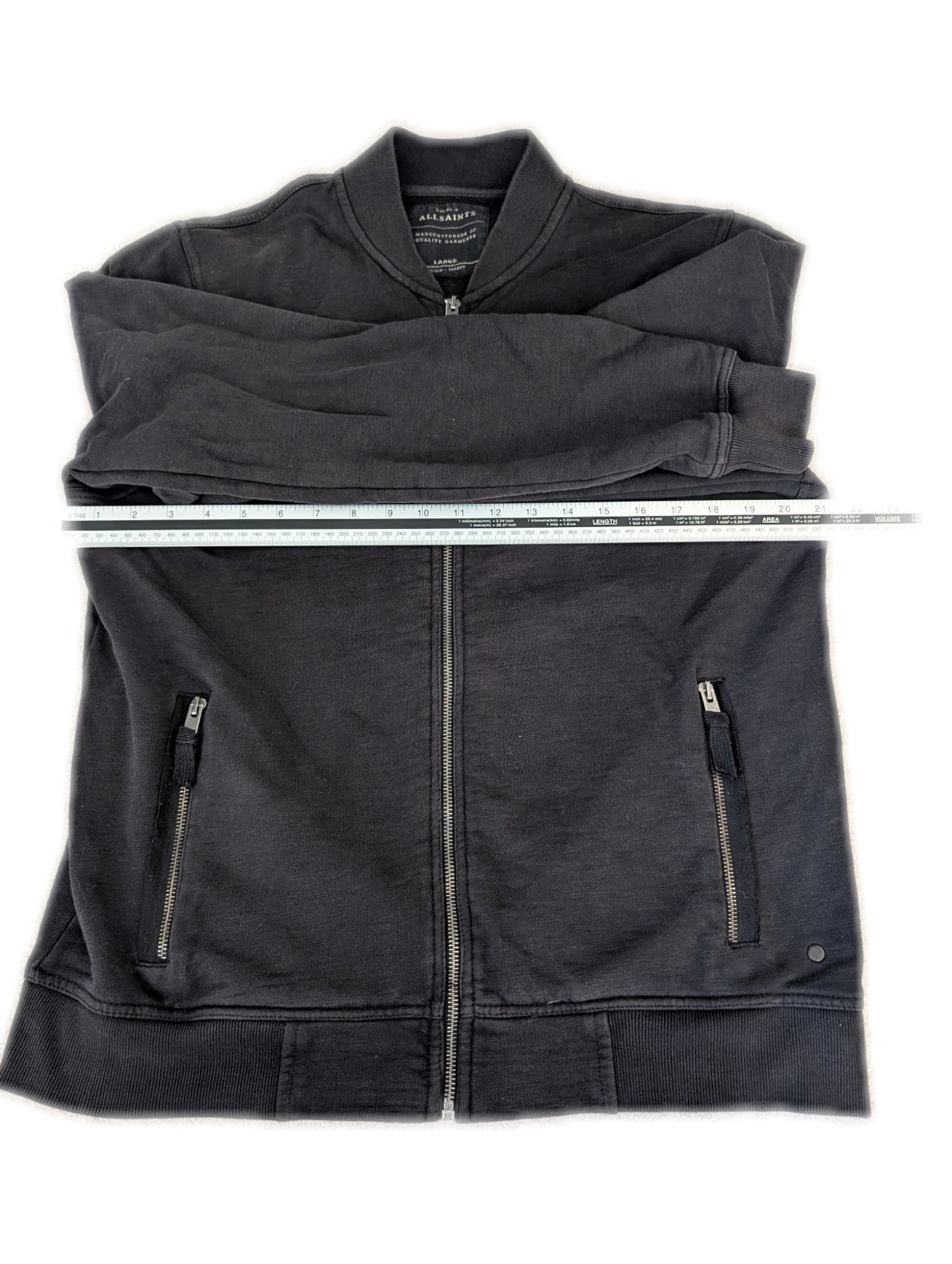 Men's All Saints Large Black Full Zip Jacket - REWEAR CLUB
