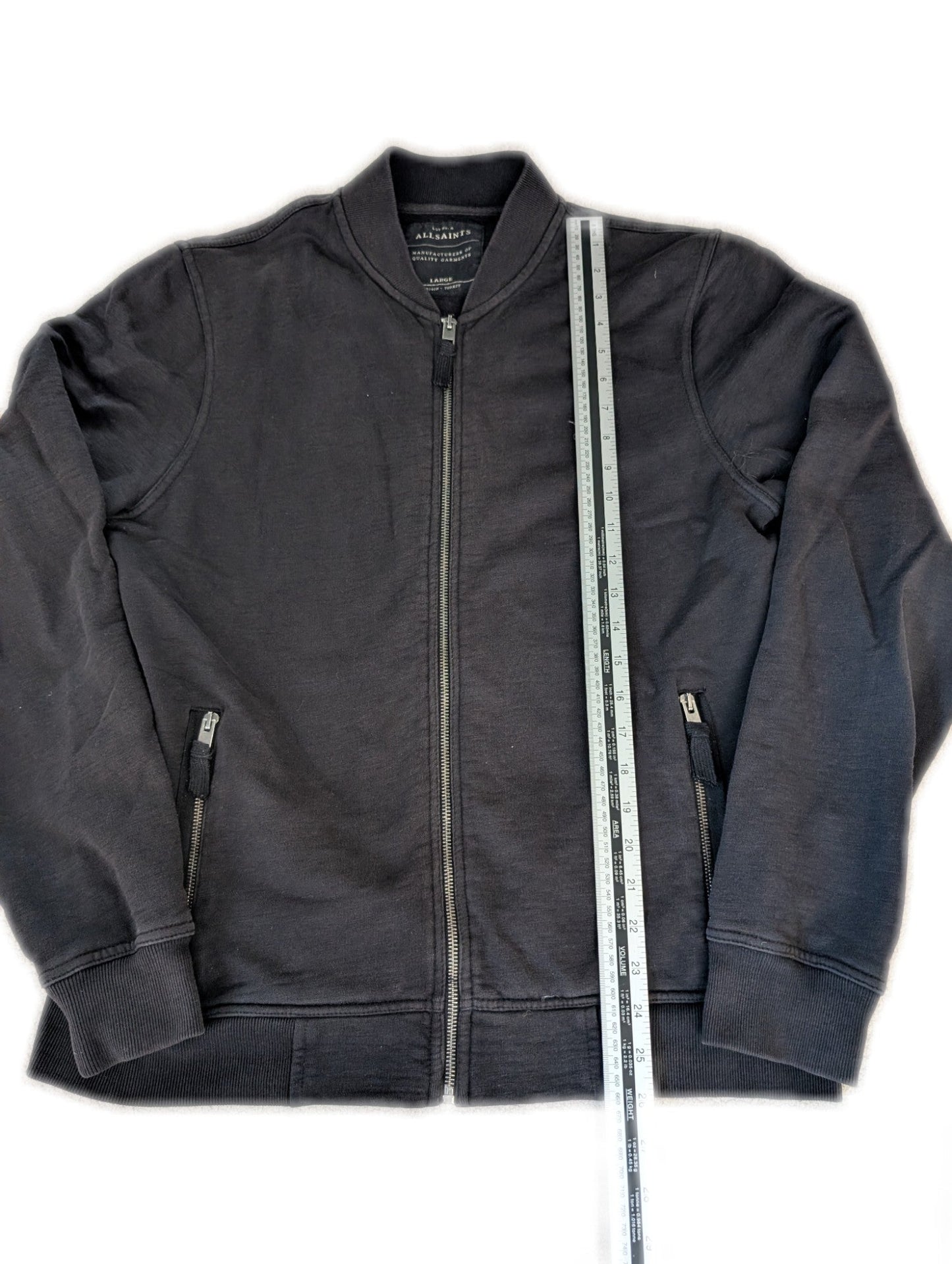 Men's All Saints Large Black Full Zip Jacket - REWEAR CLUB