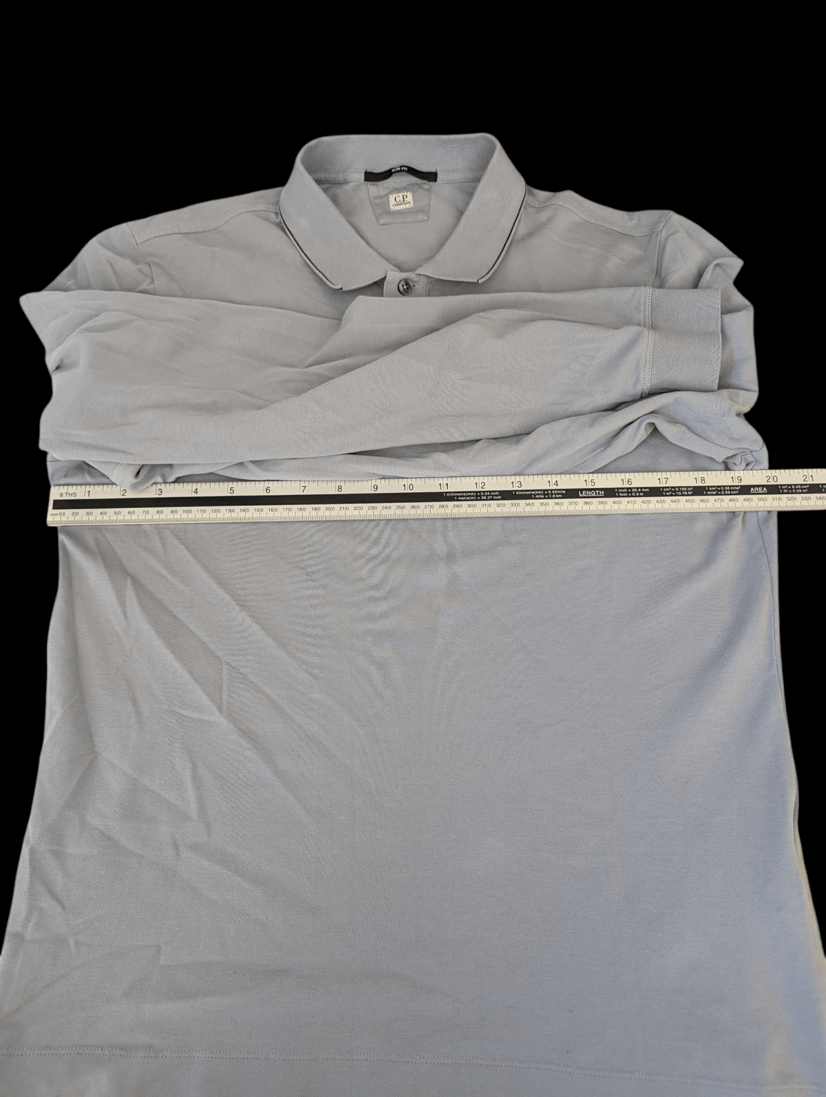 Men's C.P Company Baby Blue Long Sleeve Polo Shirt Size Large - REWEAR CLUB