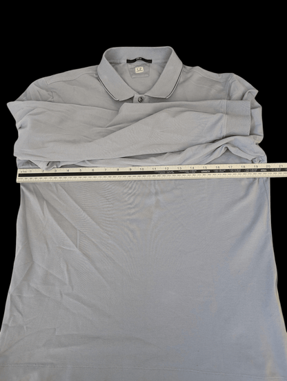 Men's C.P Company Baby Blue Long Sleeve Polo Shirt Size Large - REWEAR CLUB