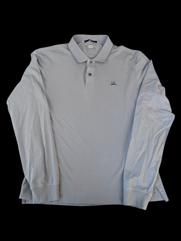 Men's  Large C.P Company Baby Blue Long sleeve Polo Shirt Size Large