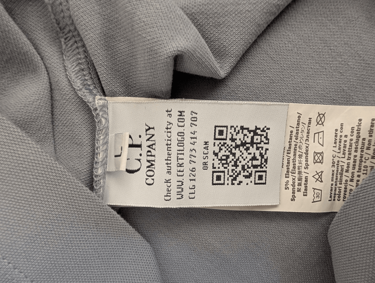 Men's C.P Company Baby Blue Long Sleeve Polo Shirt Size Large - REWEAR CLUB