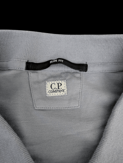 Men's C.P Company Baby Blue Long Sleeve Polo Shirt Size Large - REWEAR CLUB