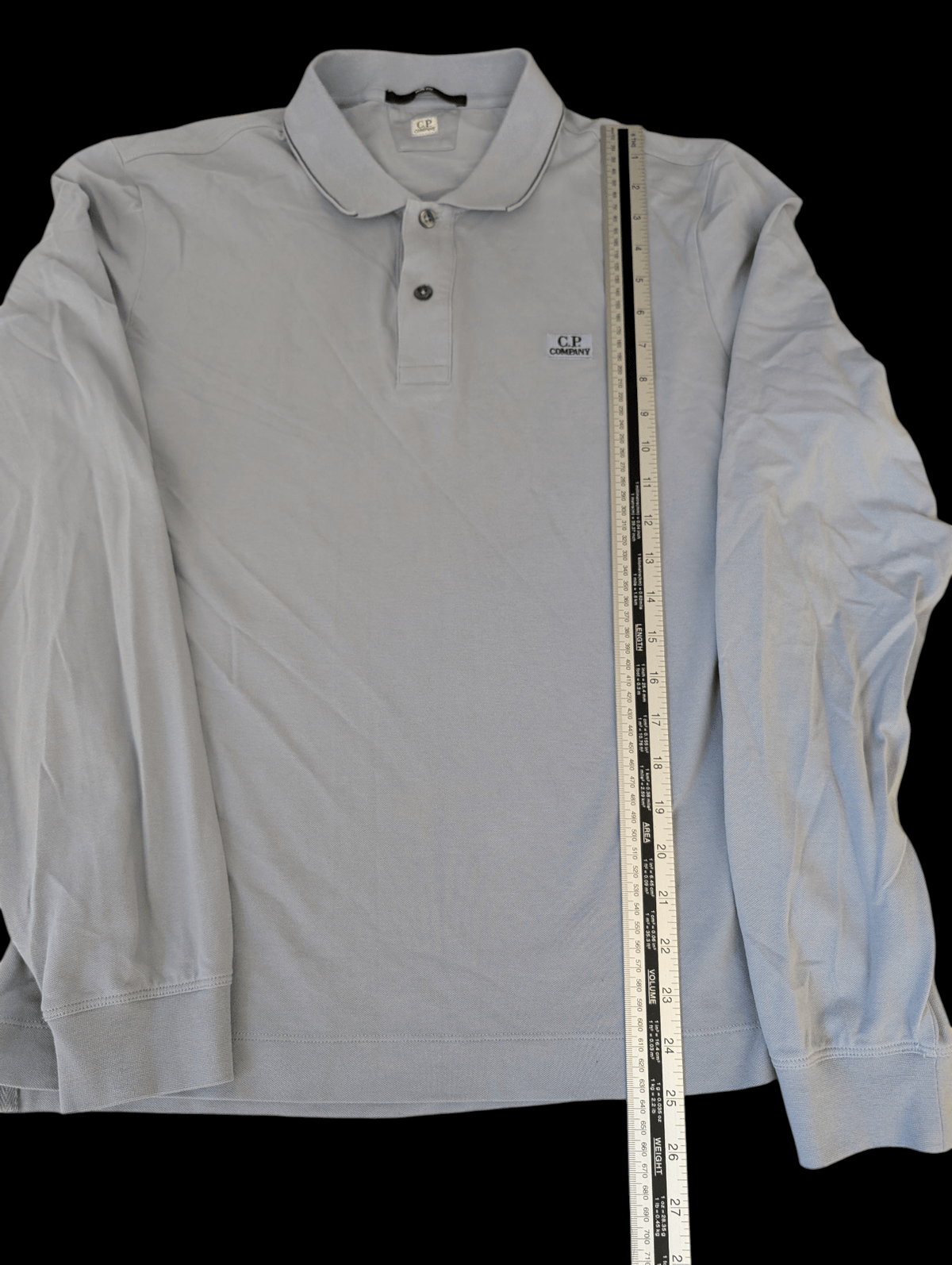 Men's C.P Company Baby Blue Long Sleeve Polo Shirt Size Large - REWEAR CLUB