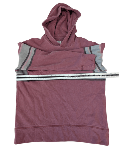 Men's C.P Company Burgundy Cotton Spellout Stripe Hoodie - REWEAR CLUB