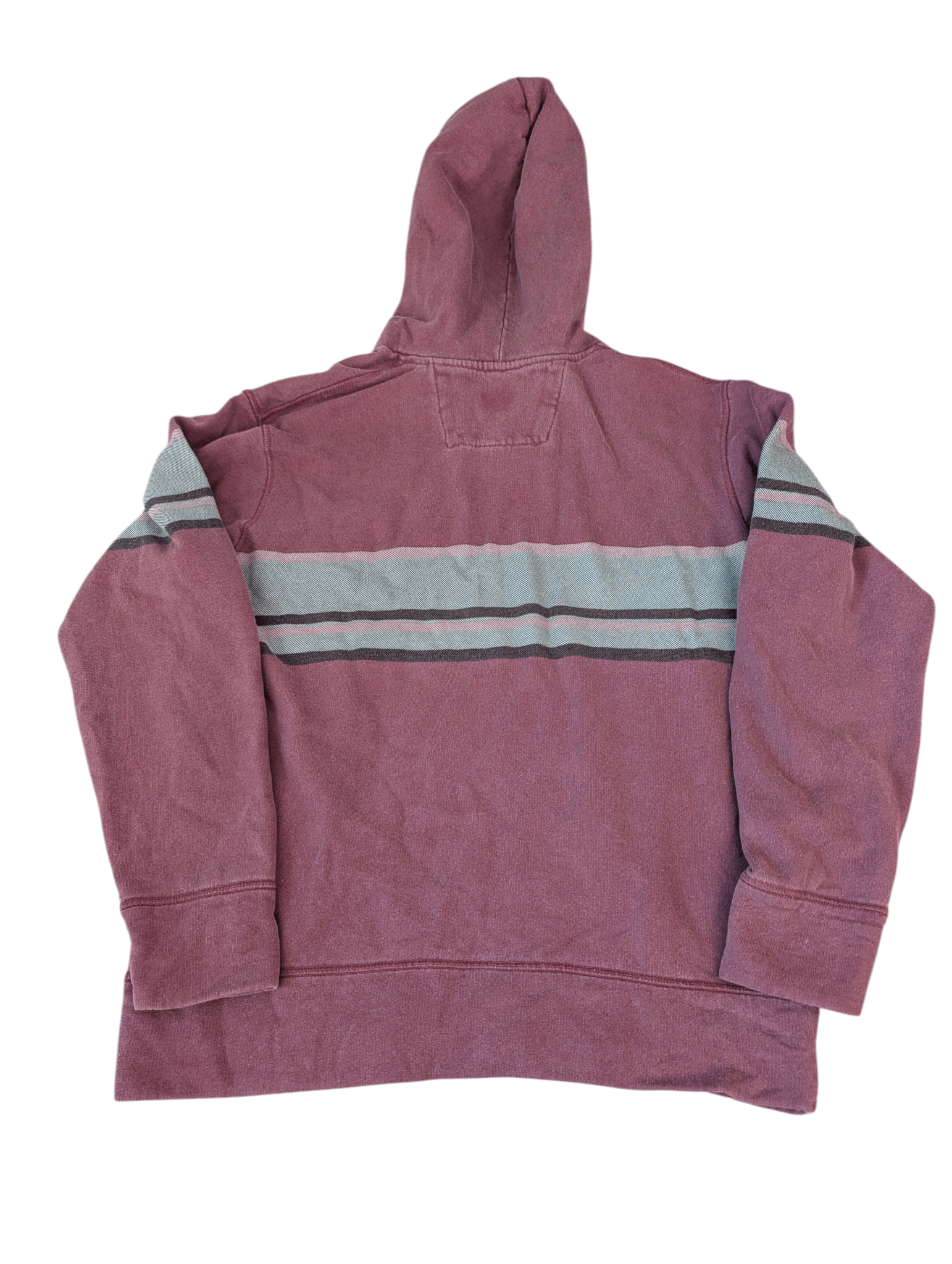 Men's C.P Company Burgundy Cotton Spellout Stripe Hoodie - REWEAR CLUB