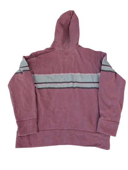Men's C.P Company Burgundy Cotton Spellout Stripe Hoodie - REWEAR CLUB