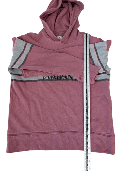 Men's C.P Company Burgundy Cotton Spellout Stripe Hoodie - REWEAR CLUB