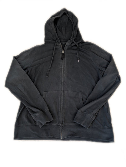 Men's Large All Saints Black Full Zip Hoodie - REWEAR CLUB