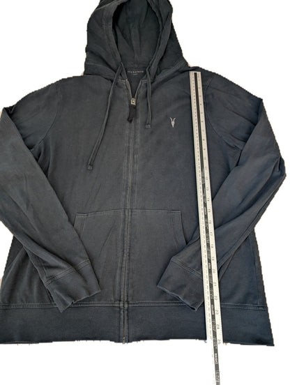 Men's Large All Saints Black Full Zip Hoodie - REWEAR CLUB