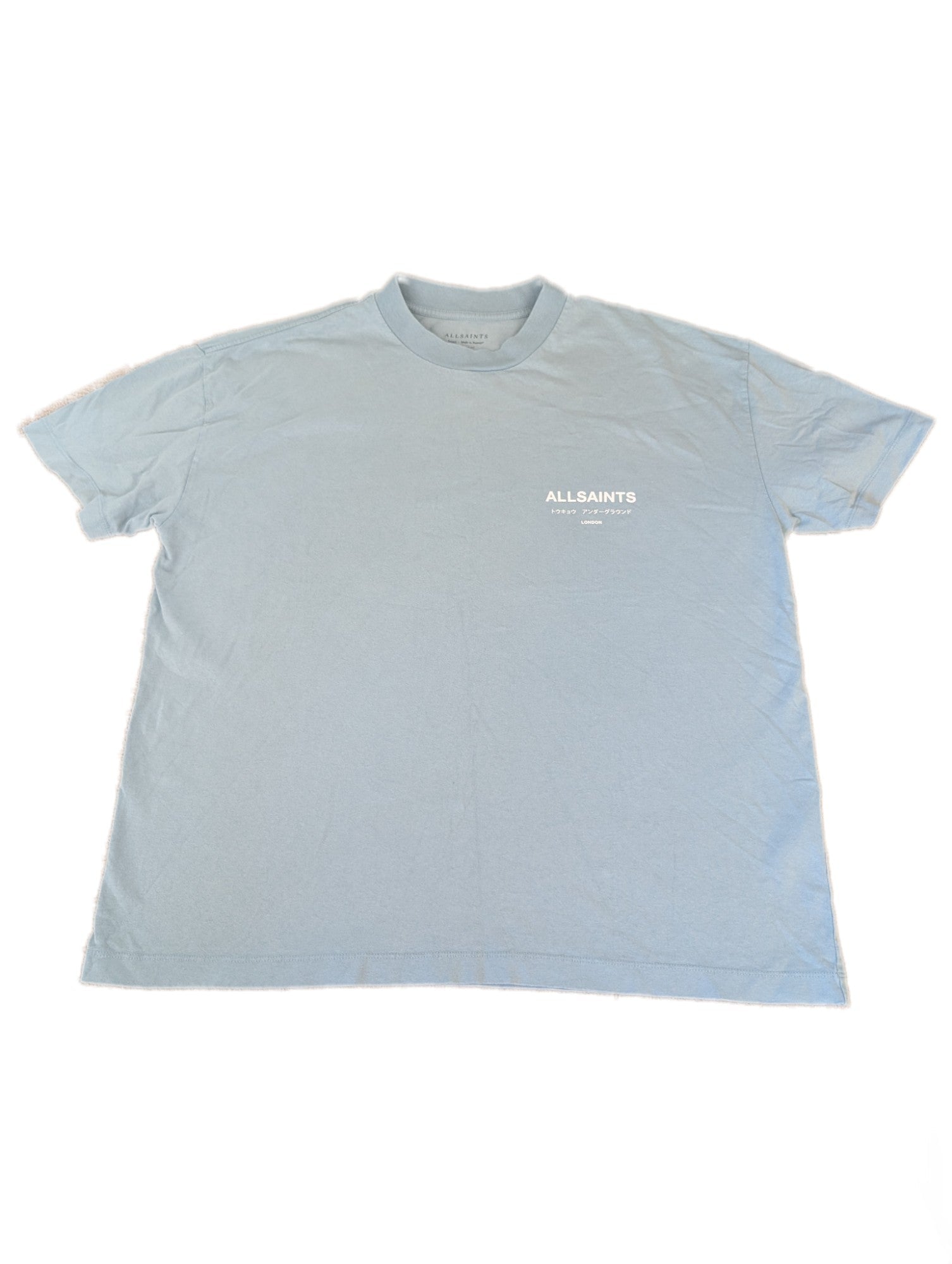 Men's Oversized All Saints Baby Blue T-shirt Small - REWEAR CLUB
