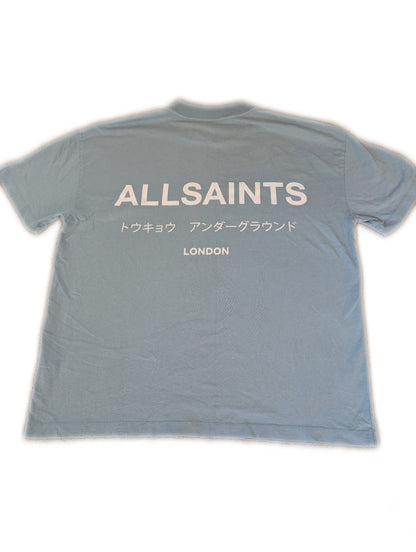 Men's Oversized All Saints Baby Blue T-shirt Small - REWEAR CLUB